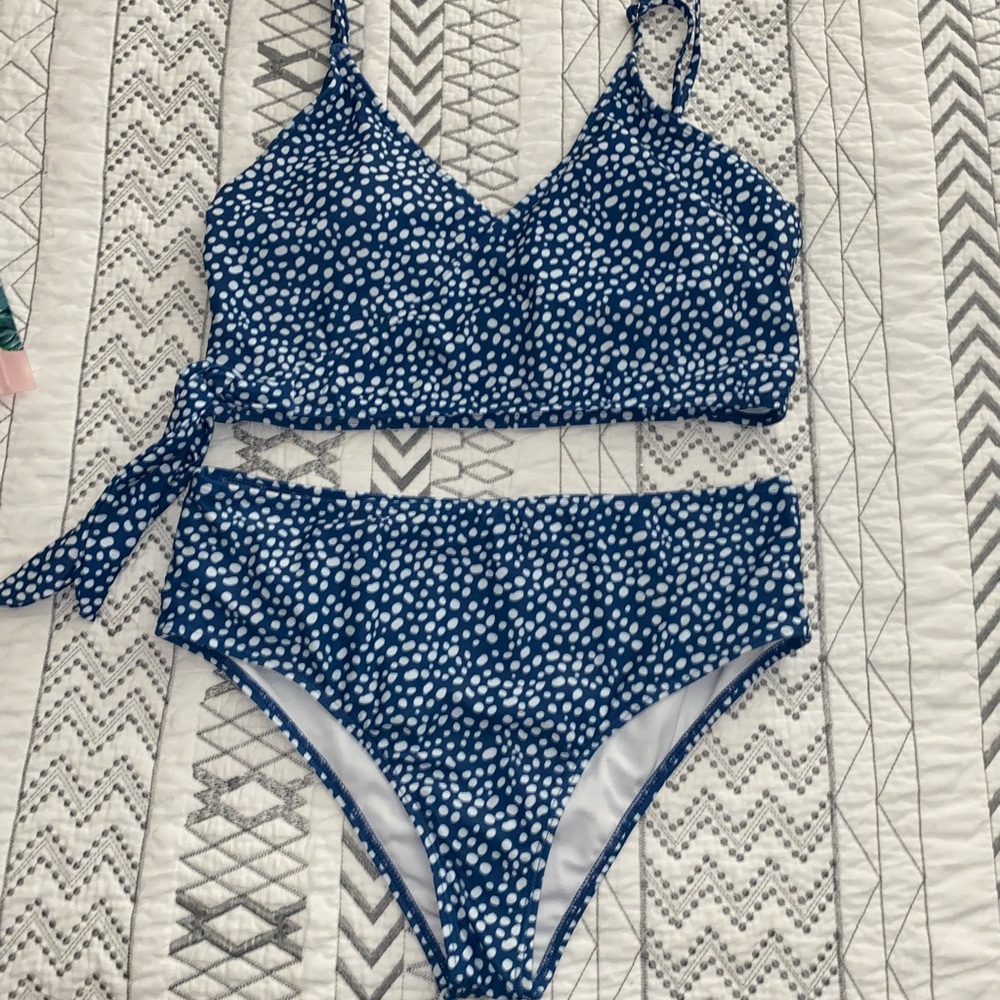 Blue polka dot bikini